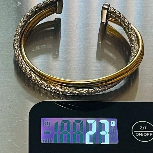 925 Sterling Silver Double Twist Cuff Bracelet Two Tone Italy 23g Sz 6-6.25” - Picture 10 of 10
